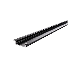 ET-01-15, flad T-Profil til 15 - 16,3 mm LED Strips, 200cm, sort mat b�rstet