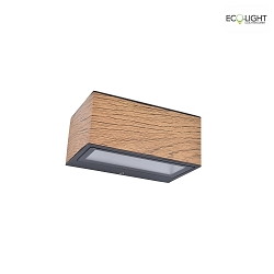 outdoor wall luminaire GEMINI up / down, square, switchable IP54, light wood 