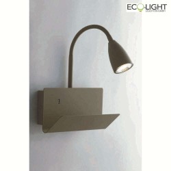 wall luminaire GULP with flex arm, with USB connection GU10 IP20, brown 
