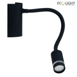 wall luminaire KEPLER with switch, with flex arm IP20, black 
