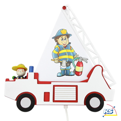Wall luminaire FIRE DEPARTMENT CAR WITH FRED, nursery lamp, 1x E14, red / white