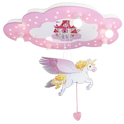 Loftlampe SCHLOSS UND EINHORN 5-flammer E14 IP20, pink