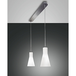 Fabas Luce DIANA Pendel, E27, 2-flammer, forkromet / glas hvid