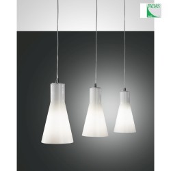 Fabas Luce DIANA Pendant luminaire, E27, 3 flames, chromed / glass white