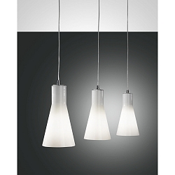 Fabas Luce DIANA Pendel, E27, 3-flammer, forkromet / glas hvid