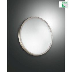 Fabas Luce PLAZA Wall luminaire, IP41, E14, glass white, metal nickel satin