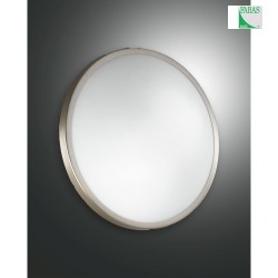 Fabas Luce PLAZA Ceiling luminaire, IP41, E27, glass white,  30cm, metal nickel satin