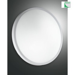 Fabas Luce PLAZA Ceiling luminaire, IP41, E27, glass white,  40cm, metal white
