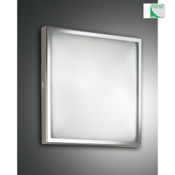 Fabas Luce OSAKA Ceiling luminaire, E27, 30x30cm, glass white, metal chromed