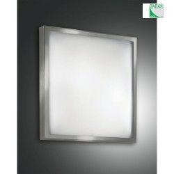 Fabas Luce OSAKA Loftlampe, E27, 30x30cm, glas hvid, metal nikkel satin