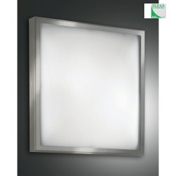 Fabas Luce OSAKA Ceiling luminaire, E27, 40x40cm, glass white, metal nickel satin
