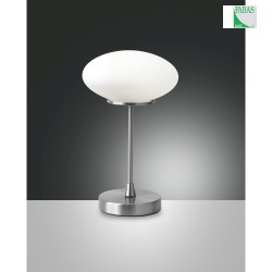 Fabas Luce JAP LED Table lamp, 5W, metal nickel satin and glass white