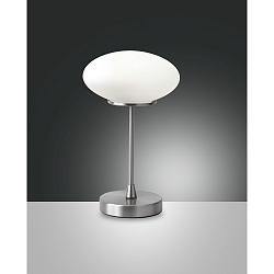 Fabas Luce JAP LED Bordlampe, 5W, metal nikkel satin og glas hvid