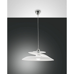 Fabas Luce ARAGON Pendant luminaire, E27, 60W, chromed / glass white