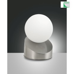 Fabas Luce GRAVITY LED Bordlampe, 5W, glas hvid, nikkel satin