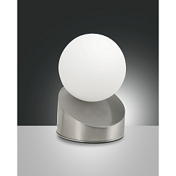 Fabas Luce GRAVITY LED Bordlampe, 5W, glas hvid, nikkel satin