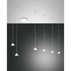 Fabas Luce ISABELLA LED Pendant luminaire 6 pendulums, white / chrome