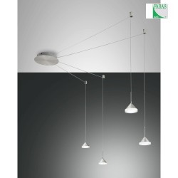 Fabas Luce ISABELLA LED Pendant luminaire 4 pendulums, nickel satin / chrome / aluminum