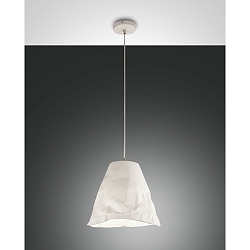 Pendant luminaire CRUMPLE, E27, 1x 40W, IP20, white