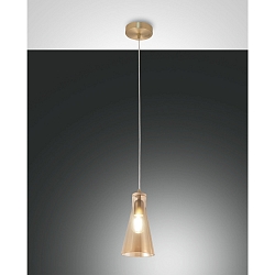 Pendant luminaire DAFNE, E27, 1x 40W, IP20, satin brass/amber