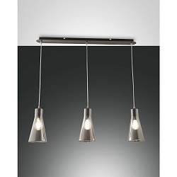 Pendant luminaire DAFNE, E27, 3x 40W, IP20, black/fum�