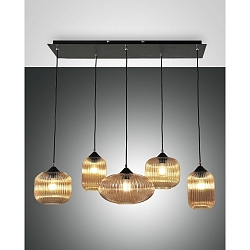 Pendel GILLIS, E27, 5x 40W, IP20, sort/rav