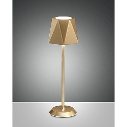 LED Batteri bordlampe KATY Udend�rslampe, 3W, 3000K, 320lm, IP54, guld �del mat