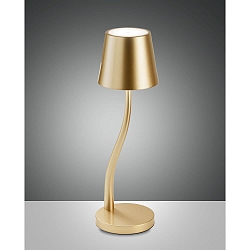 LED Batteri bordlampe JUDY Udend�rslampe, 3W, 3000K, 320lm, IP54, guld �del mat