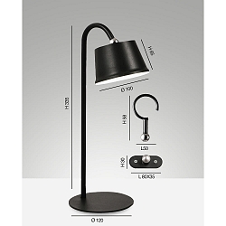 Batterilampe ARMANDA IP54, sort d�mpbar