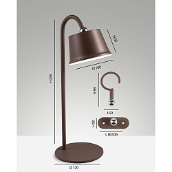 Batterilampe ARMANDA IP54, rustbrun d�mpbar