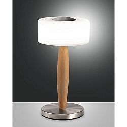 Bordlampe ELEA IP20, egetr�, nikkel satin d�mpbar