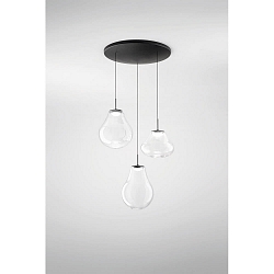pendant luminaire DEVA 3 flames, round IP20, black dimmable