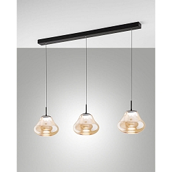 pendant luminaire DEVA 3 flames, long IP20, black dimmable