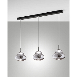 pendant luminaire DEVA 3 flames, long IP20, black dimmable