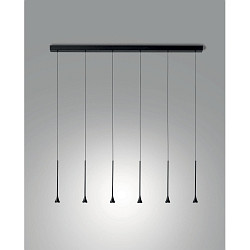 pendant luminaire SUSA 6 flames IP20, black dimmable