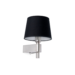 Væglampe ROOM E27 IP20, nikkel satin, sort 