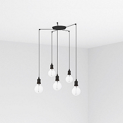 pendant luminaire ART 5 flames E27 IP20, black 