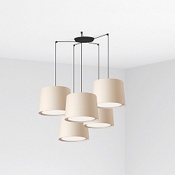 pendant luminaire CONGA 5 flames E27 IP20, beige, black matt 