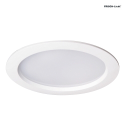 LED Recessed Downlight, 12W, 3000K, 1100lm, round, IP54, DALI dimmable, white