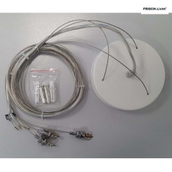 Wire suspension for LED Wall / Ceiling luminaire, spherical and cylindrical, 3-pole supply line, white