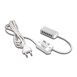 Transformer LED 24/5W Netledning 200cm, med Eurostik, 12-foldet distribut�r