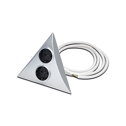 M�bler Dobbelt stikkontakt LUXOR 2 ST til Overflade Hj�rnemontering, 220-240V AC, Chrom matt