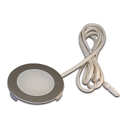 HV LED Indbygningsspot FR 78-LED med overfladelys, IP20, 230V HVLCS, 3W 3000K 200lm 110�, rustfrit st�l look