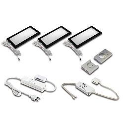Set of 3 Under-cabinet luminaire Dynamic LED Sky 6W + surface remote control + LED transformer 30W, black
