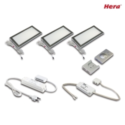Set of 3 Under-cabinet luminaire Dynamic LED Sky 6W + surface remote control + LED transformer 30W, stainless steel optic