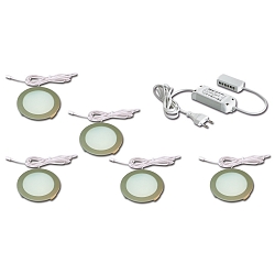 S�t af 5  LED Overfladelampe FR 68-LED, Inbygning / Overflade montering, rund, inkl. Transformer LED-24 / 15W