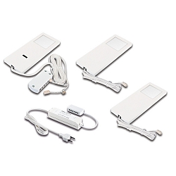 Set of 3 LED Under-cabinet luminaire LED Slim-Pad F, IP20, with IR Dimmer + transformer LED 24 / 30W, 5W 4000K, white