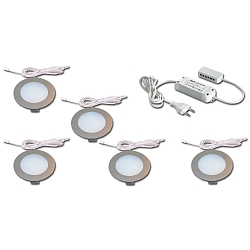 Set of 5 LED Recessed Area luminaire FR 78-LED, IP44, LED 24 connection, CRi >90, 4W 4000K, stainless steel optic