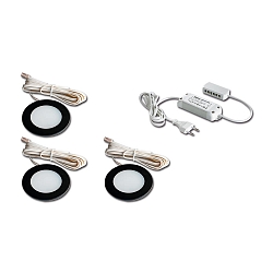 S�t af 3 FR 55-LED 3W 3000K, sort + LED Transformer LED-24 / 15W