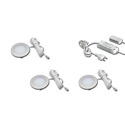 Set of 3 FR 55-LED 3W 3000K, stainless steel look + LED transformer LED 24 / 15W